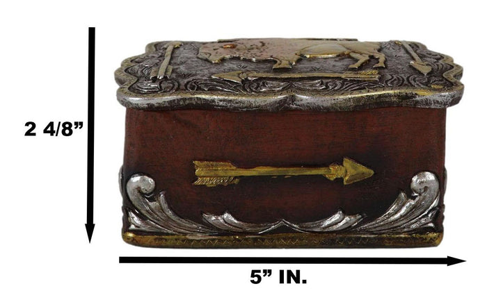 Ebros Gift Western Wild Bison Buffalo With Native Indian Arrows Tooled Concho Trinket Box