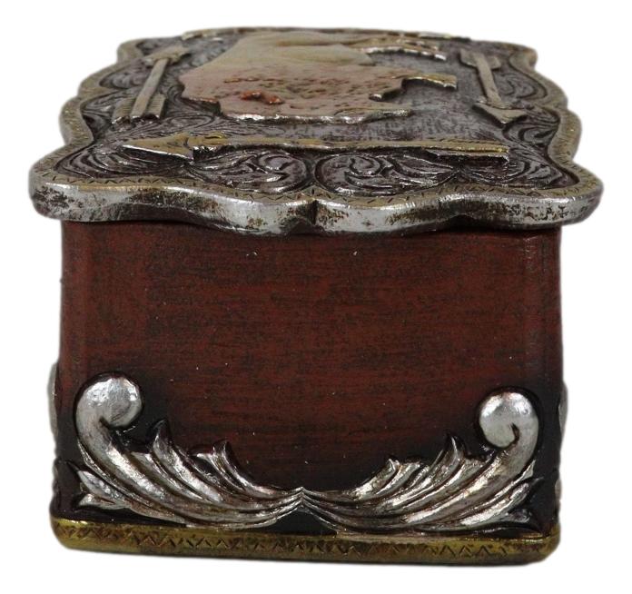 Ebros Gift Western Wild Bison Buffalo With Native Indian Arrows Tooled Concho Trinket Box