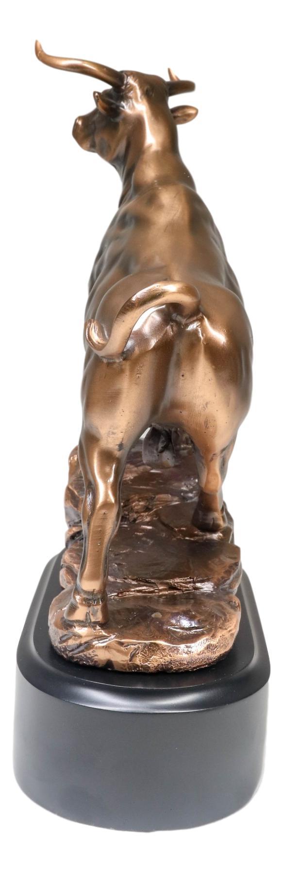 Ebros Gift Western Wild Cattle Bull On Pride Rock Electroplated Resin Statue With Base