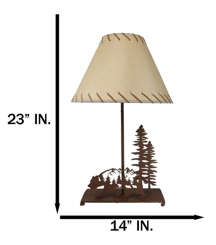 Ebros Gift Western Wild Country Nature Black Bear In Pine Forest Meadow Metal Table Lamp