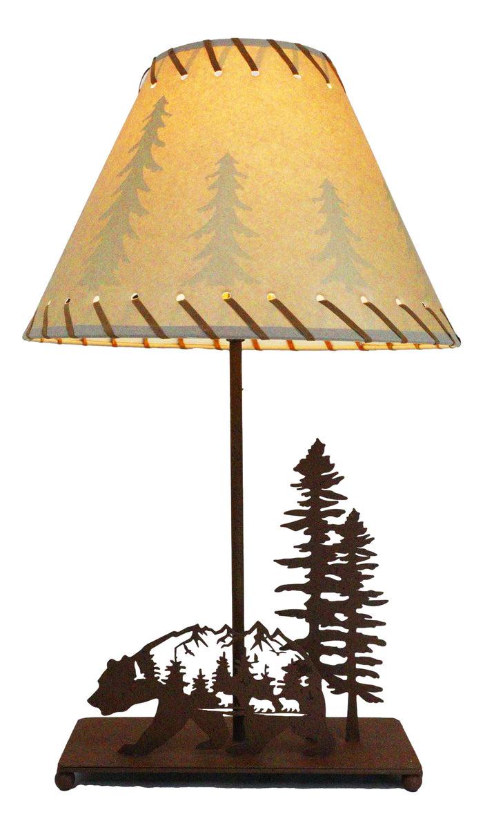 Ebros Gift Western Wild Country Nature Black Bear In Pine Forest Meadow Metal Table Lamp