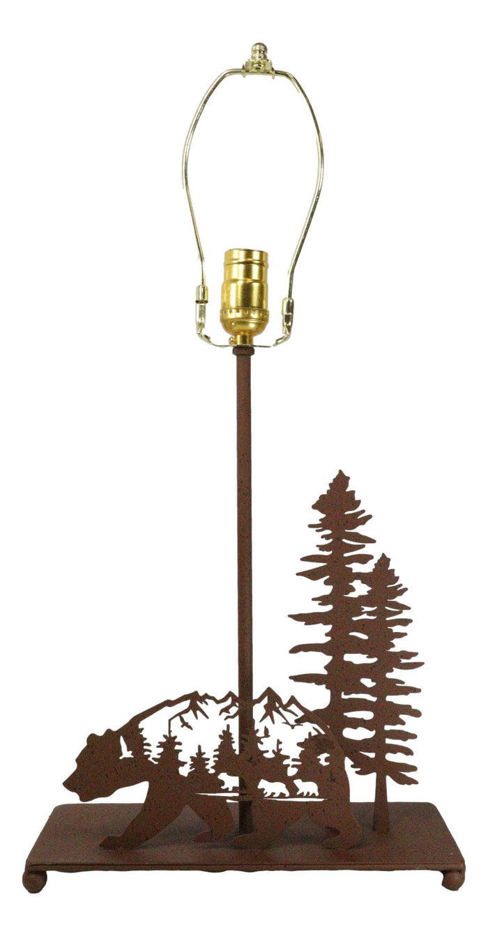 Ebros Gift Western Wild Country Nature Black Bear In Pine Forest Meadow Metal Table Lamp