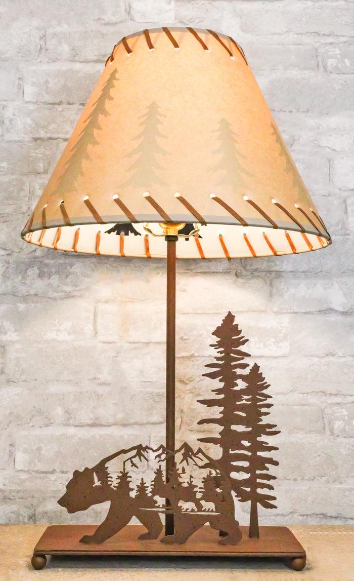 ebros gift Western Wild Country Nature Black Bear In Pine Forest Meadow Metal Table Lamp