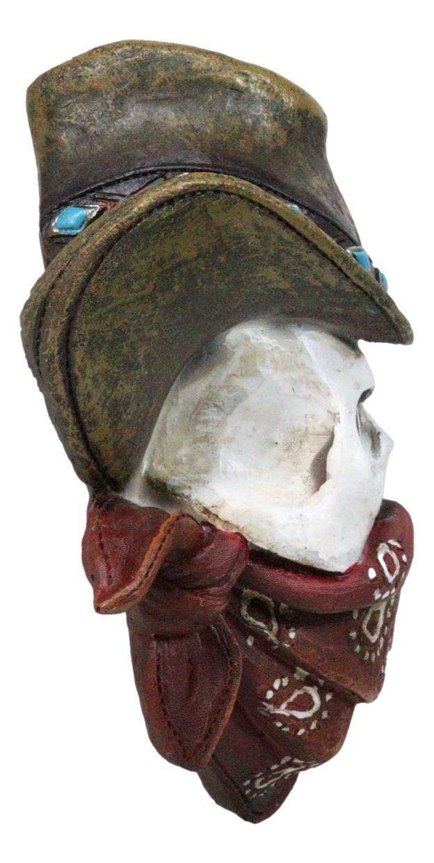 Ebros Gift Western Wild West Cowboy Skull With Rose Eyes Hat And Bandana Mask Wall Decor