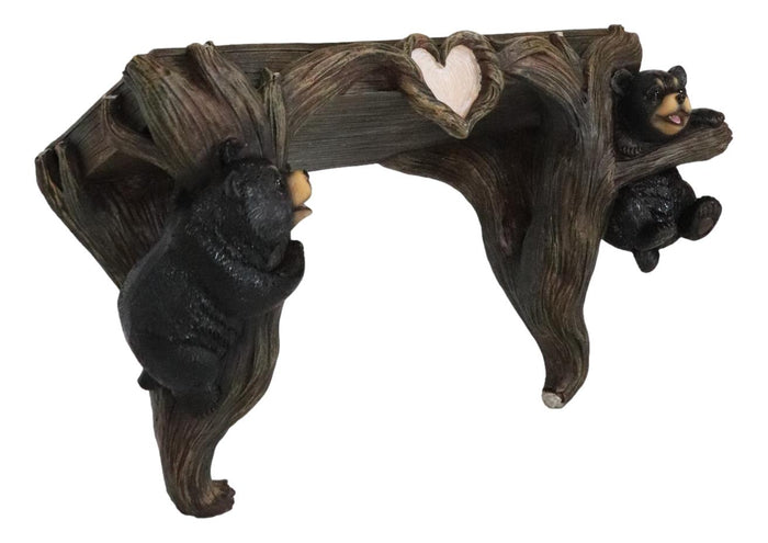 Ebros Gift Whimsical 2 Climbing Black Bears By Forest Tree Branches Floating Wall Shelf