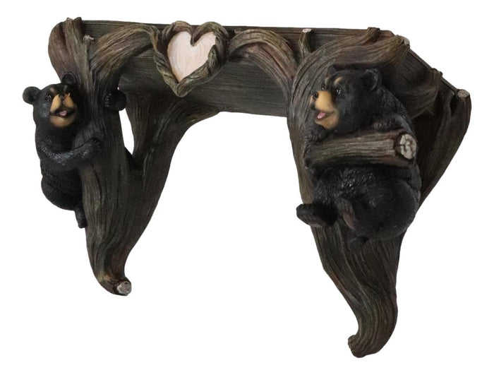 Ebros Gift Whimsical 2 Climbing Black Bears By Forest Tree Branches Floating Wall Shelf
