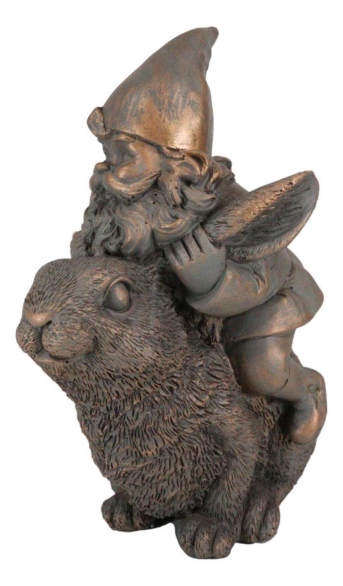 Ebros Gift Whimsical Adventure Mr Gnome Dwarf Riding Rabbit Hare Figurine Fairy Garden