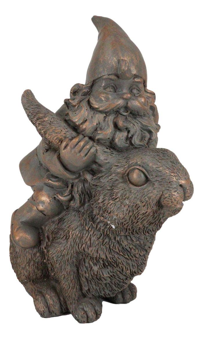 Ebros Gift Whimsical Adventure Mr Gnome Dwarf Riding Rabbit Hare Figurine Fairy Garden