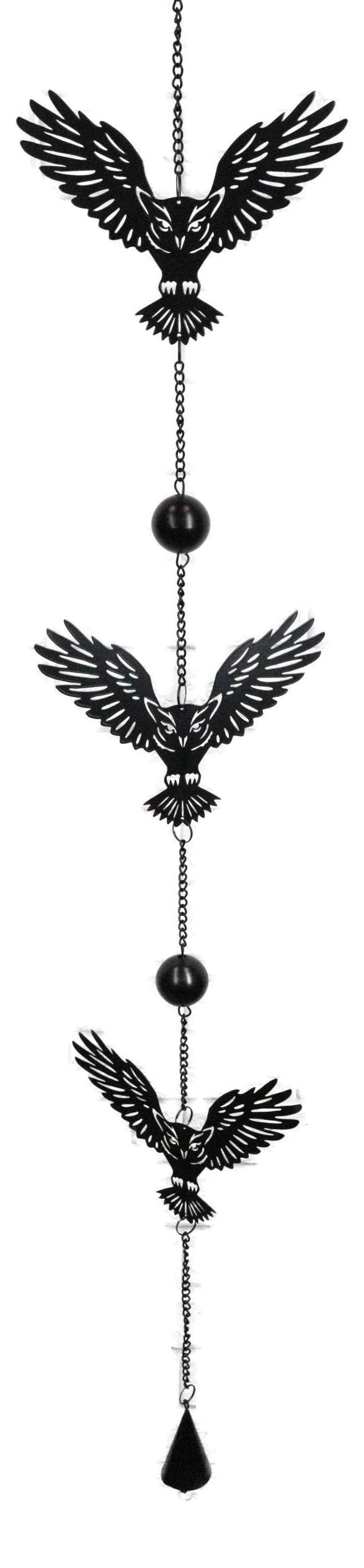 Ebros Gift Whimsical Alchemy Sorcerer Night Goth Owls Metal Wall Hanging Mobile Wind Chime