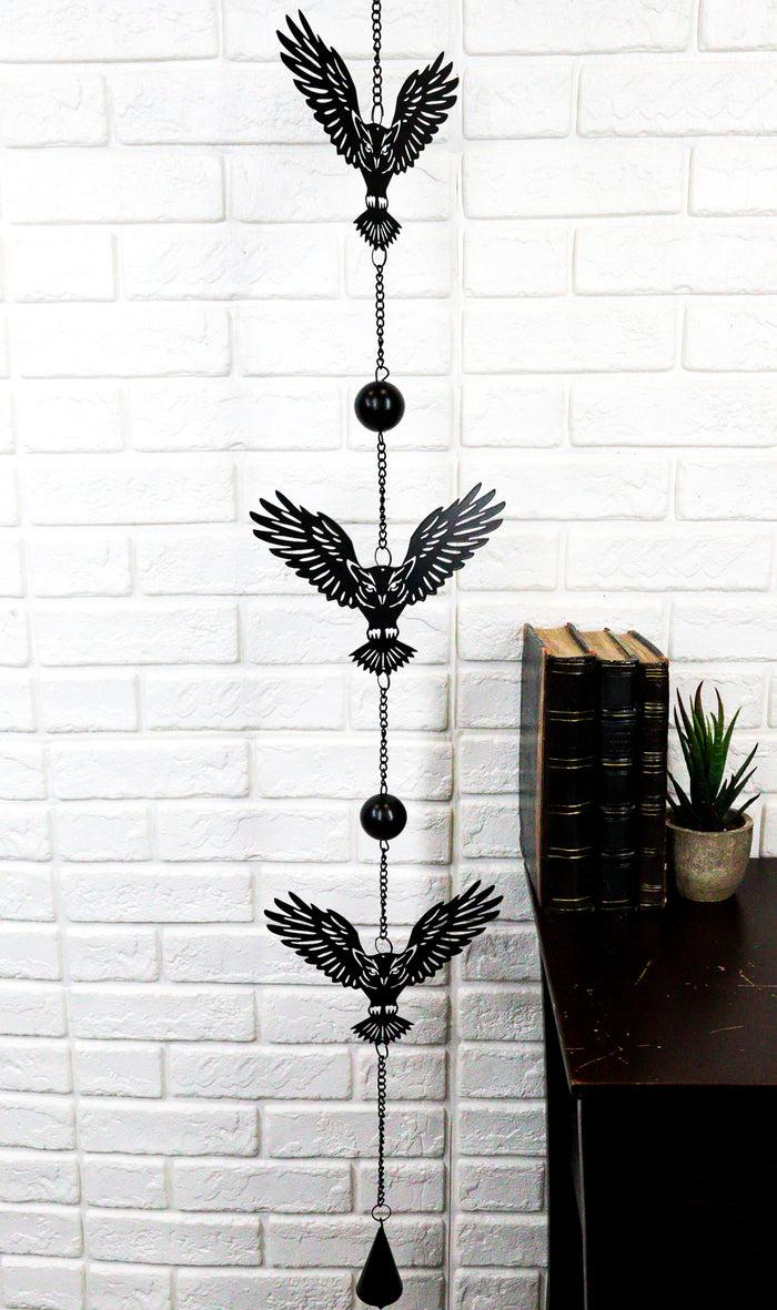 ebros gift Whimsical Alchemy Sorcerer Night Goth Owls Metal Wall Hanging Mobile Wind Chime