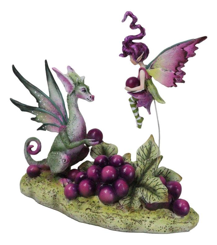 Ebros Gift Whimsical Amy Brown Always Share Your Grapes Dragon Fairy With Pixie Figurine