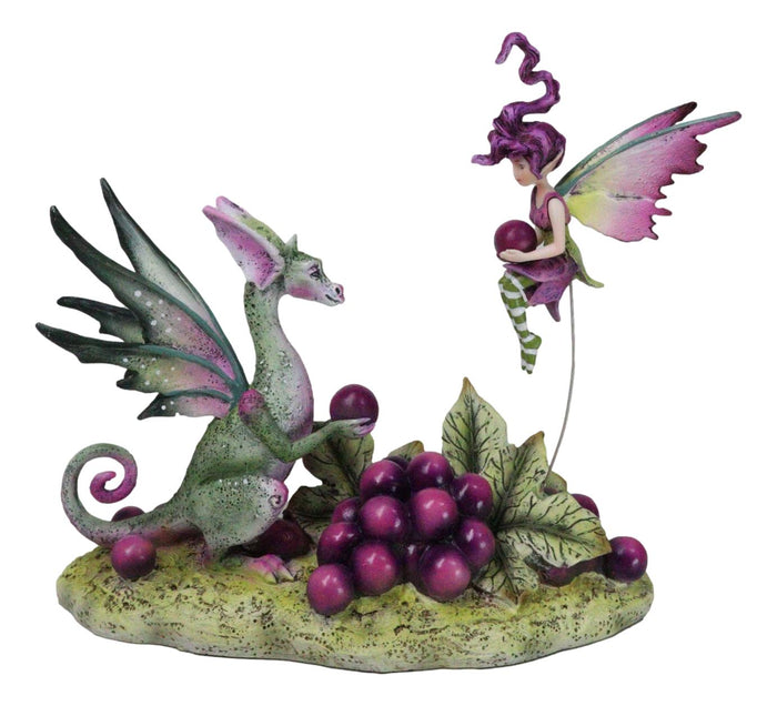 ebros gift Whimsical Amy Brown Always Share Your Grapes Dragon Fairy with Pixie Figurine