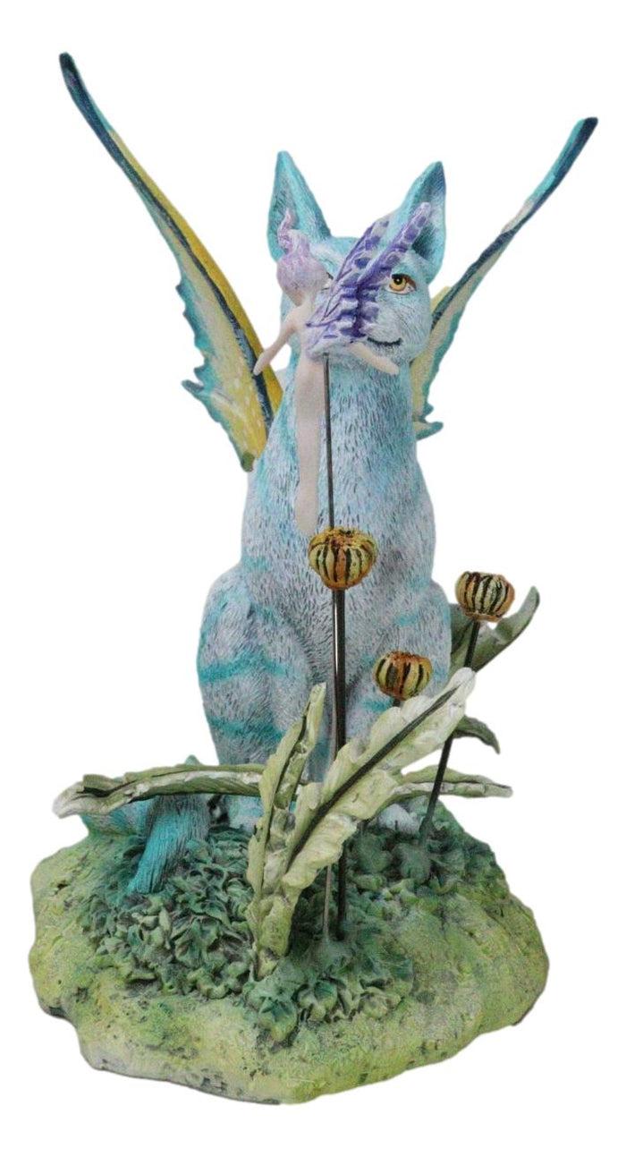 Ebros Gift Whimsical Amy Brown Blue Fairy Cat With Pixie Fae In Enchanted Garden Figurine