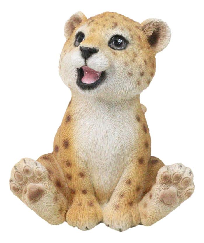 ebros gift Whimsical Animal Kingdom Leopard Cub Seated With Big Smile Figurine