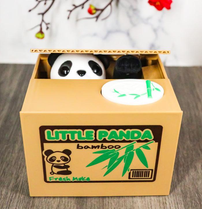 ebros gift Whimsical Animated Hiding Panda Bear Coin Grabber Money Bank Box Sculpture