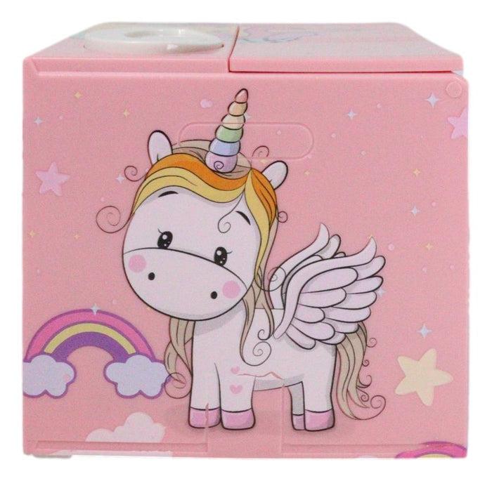 Ebros Gift Whimsical Animated Rainbow Unicorn Horse Coin Grabber Money Bank Box Sculpture