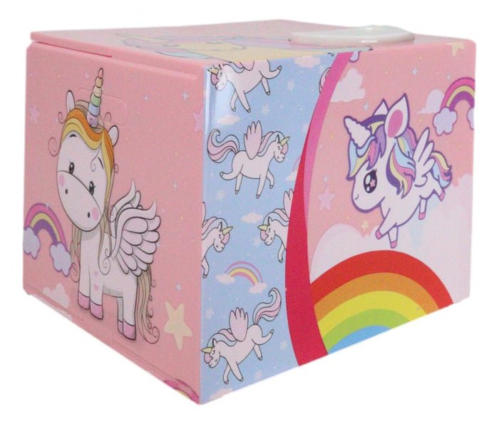 Ebros Gift Whimsical Animated Rainbow Unicorn Horse Coin Grabber Money Bank Box Sculpture