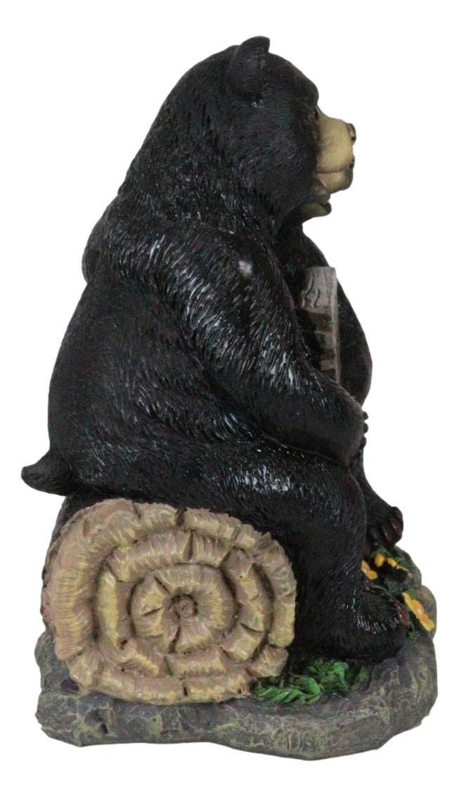 Ebros Gift Whimsical Black Bears Couple On Tree Log You're My Happy Place Sign Figurine
