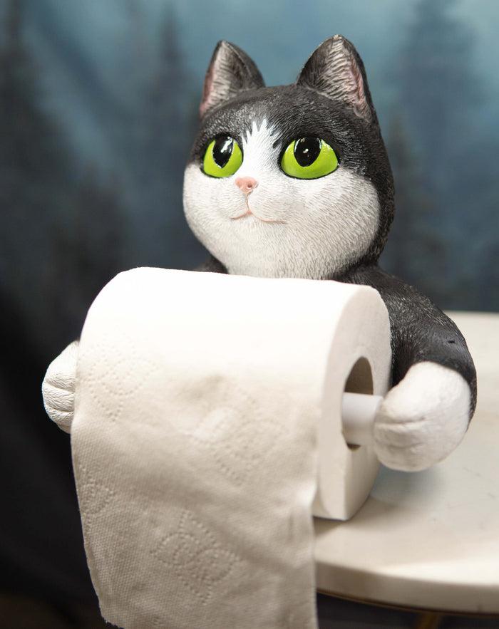 ebros gift Whimsical Black White Kitten Cat Toilet Paper Roll Holder Bathroom Wall Decor