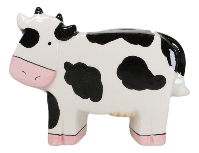 ebros gift Whimsical Boxy Holstein Bovine Milk Cow Money Coin Savings Piggy Bank Figurine