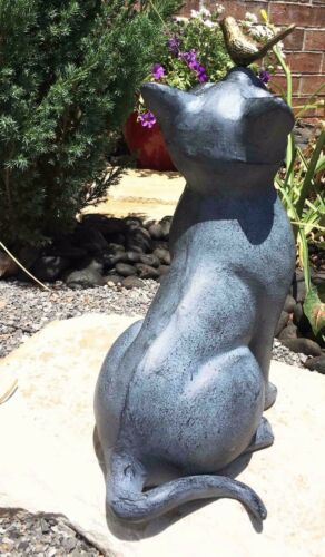 Ebros Gift Whimsical Cat With Bird Holding Cage Lantern Candleholder Garden Statue 14.25"H