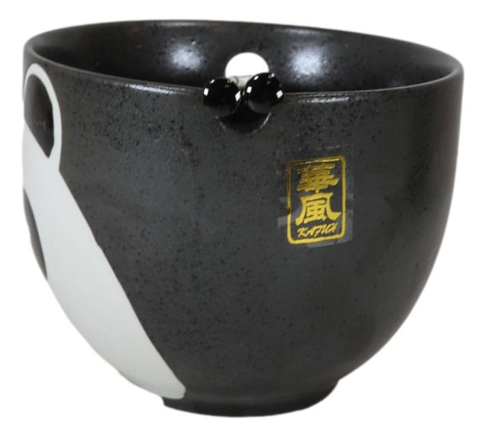 Ebros Gift Whimsical Ceramic Black Giant Panda Bear Ramen Noodle Bowl With Chopsticks Set