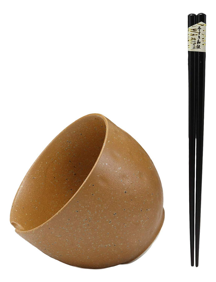 Ebros Gift Whimsical Ceramic Brown Owl Ramen Udong Noodles Soup Bowl With Chopsticks Set