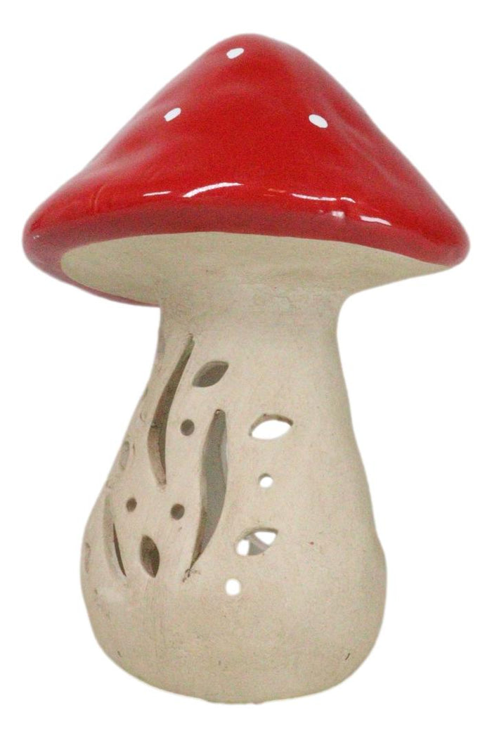 Ebros Gift Whimsical Cottage Magic Red Toadstool Mushroom Ceramic Votive Candle Holder