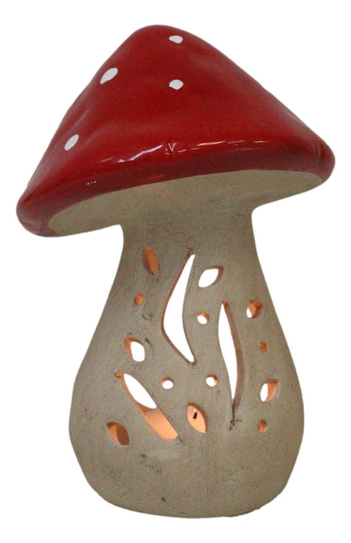Ebros Gift Whimsical Cottage Magic Red Toadstool Mushroom Ceramic Votive Candle Holder
