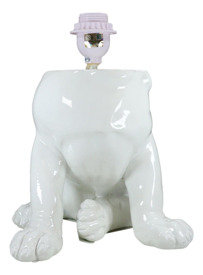 Ebros Gift Whimsical Cute White Hiding Dog Desktop Bedside Table Lamp With Fabric Shade 17"