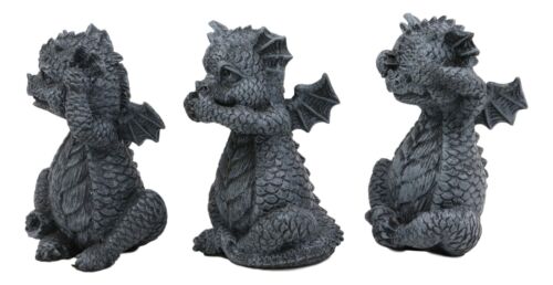 Ebros Gift Whimsical Dragon Hatchlings See Hear Speak No Evil Baby Dragons Statue Set Of 3
