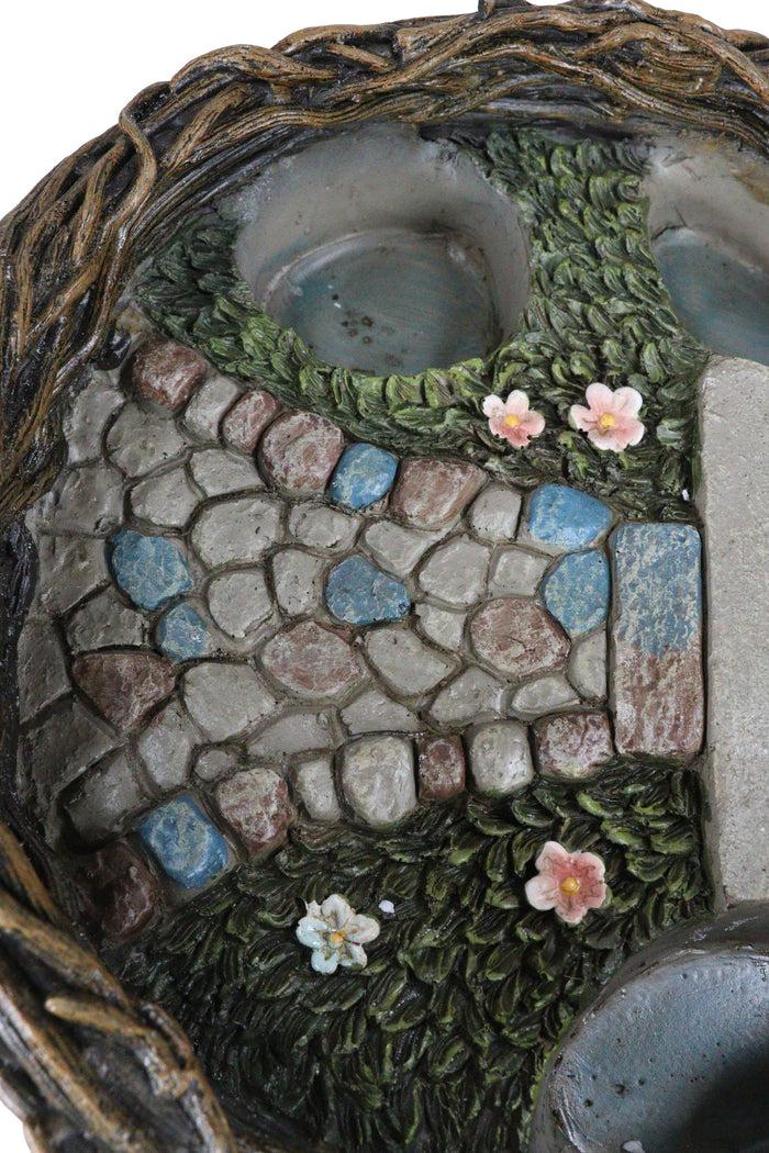 Ebros Gift Whimsical Fairy Garden Cottage Rocky Steps Faux Bird Nest Planter Display Decor