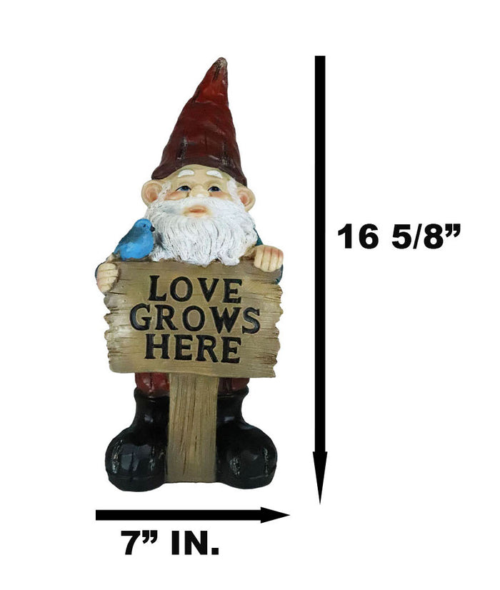 Ebros Gift Whimsical Festive Garden Mr Gnome And Bluebird With Love Grows Here Sign Statue
