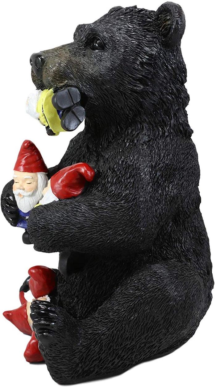 Ebros Gift Whimsical Forest Black Bear Holding Colorful Christmas Mini Gnomes Statue 14"H
