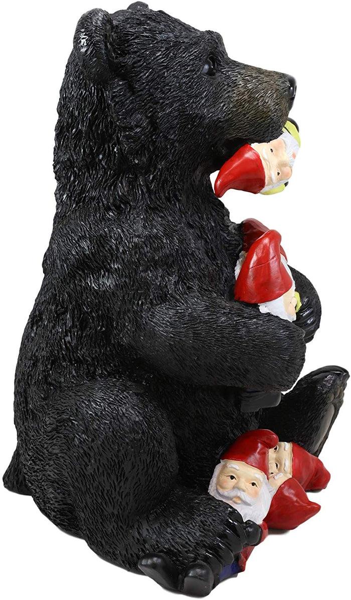 Ebros Gift Whimsical Forest Black Bear Holding Colorful Christmas Mini Gnomes Statue 14"H