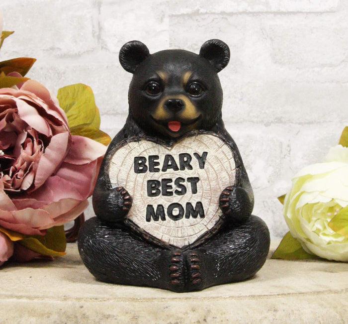 ebros gift Whimsical Forest Black Bear Holding Heart Sign Saying "Beary Best Mom" Statue