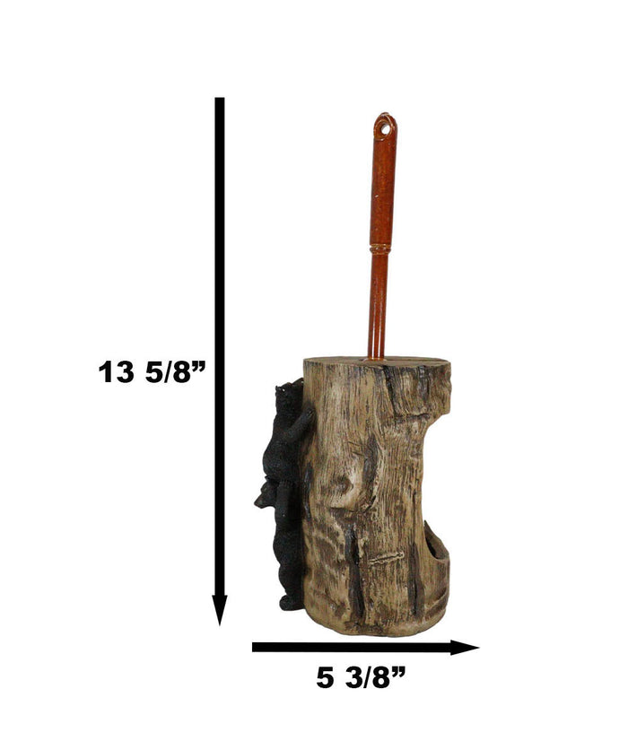 Ebros Gift Whimsical Forest Climbing Black Bears Toilet Brush Scrub And Base Holder Set
