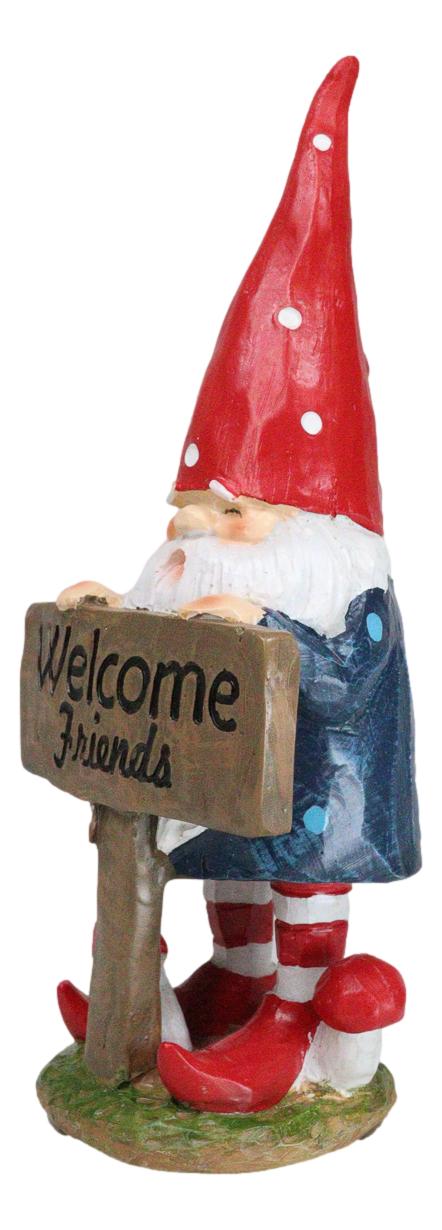 Ebros Gift Whimsical Garden Mr Gnome By Toadstool Mushrooms Welcome Friends Sign Figurine
