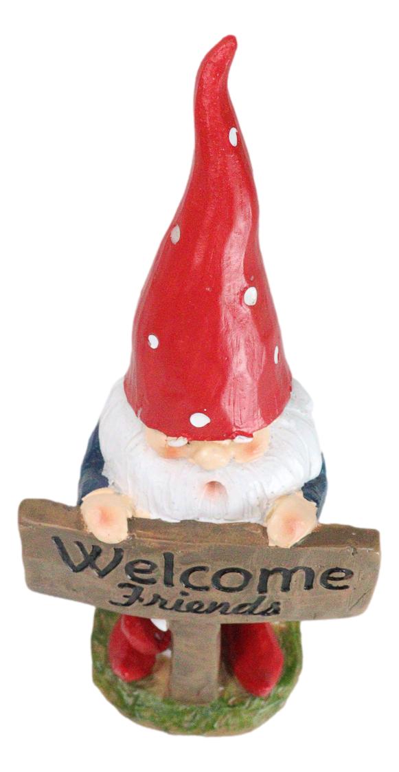 Ebros Gift Whimsical Garden Mr Gnome By Toadstool Mushrooms Welcome Friends Sign Figurine