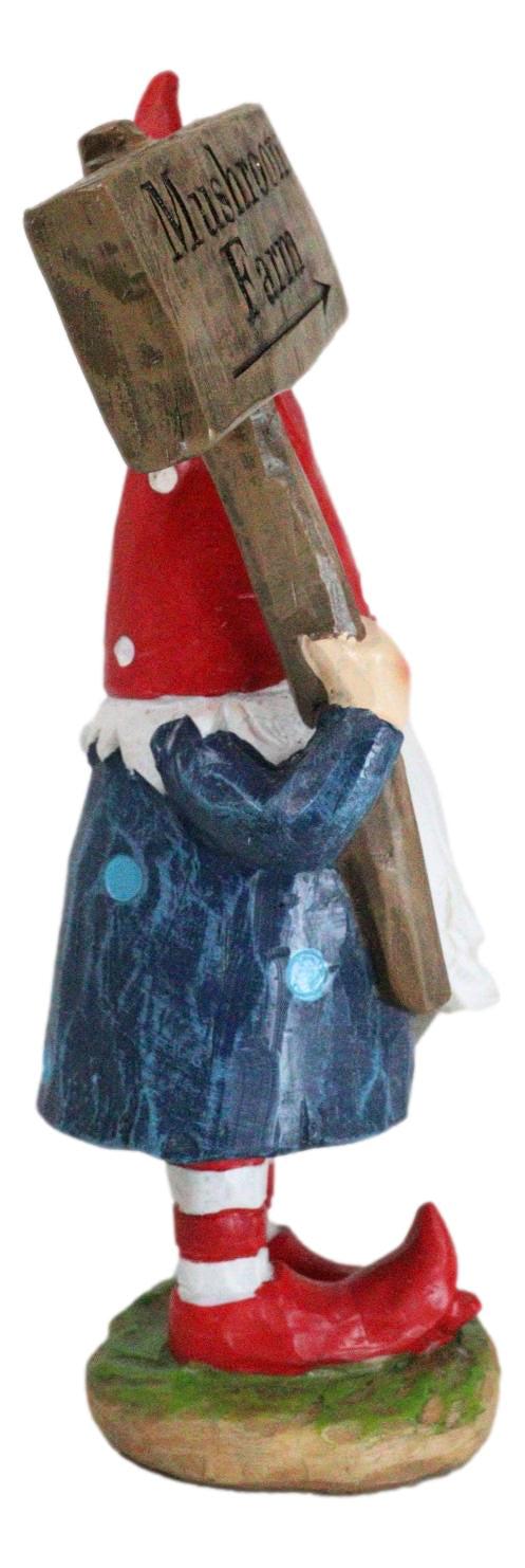 Ebros Gift Whimsical Garden Mr Gnome With Hammer And Mushroom Farm Plank Sign Figurine