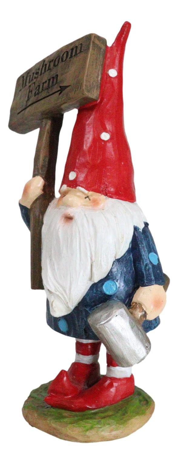 Ebros Gift Whimsical Garden Mr Gnome With Hammer And Mushroom Farm Plank Sign Figurine