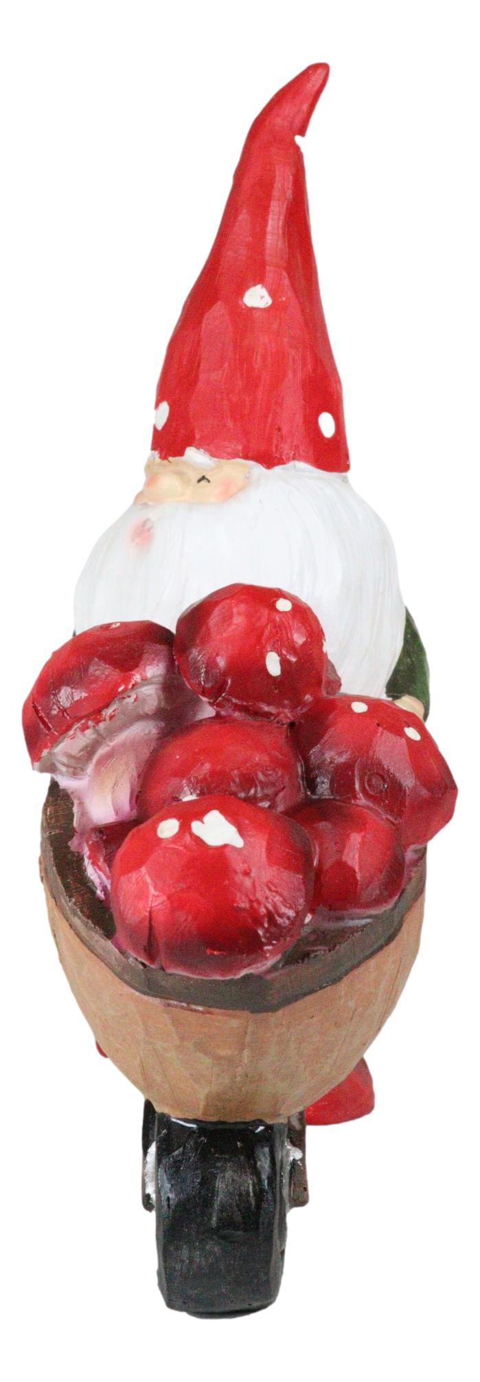 Ebros Gift Whimsical Garden Mr Grandpa Gnome Pushing Toadstool Mushrooms Wheelbarrow Statue