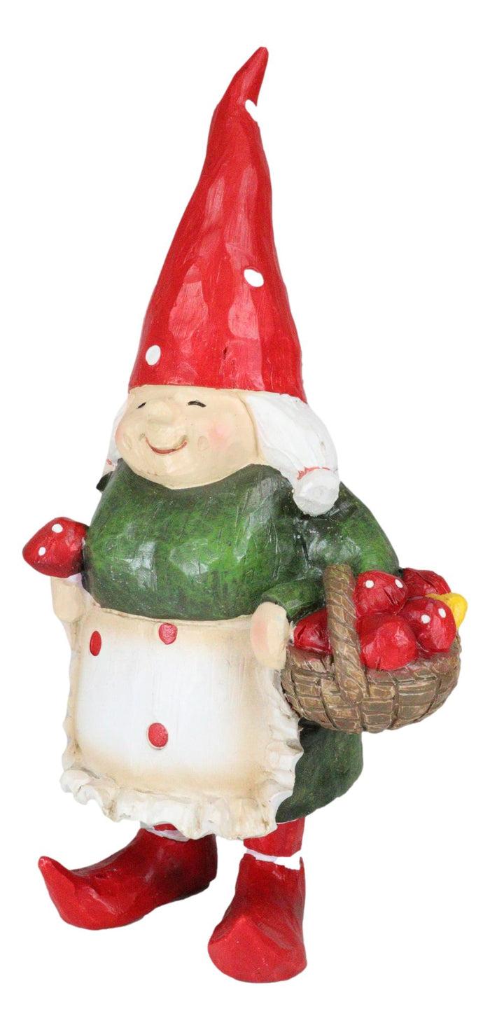 Ebros Gift Whimsical Garden Mrs Gnome Grandmother With Toadstool Mushrooms Basket Statue