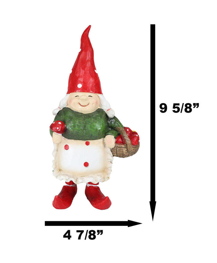 Ebros Gift Whimsical Garden Mrs Gnome Grandmother With Toadstool Mushrooms Basket Statue