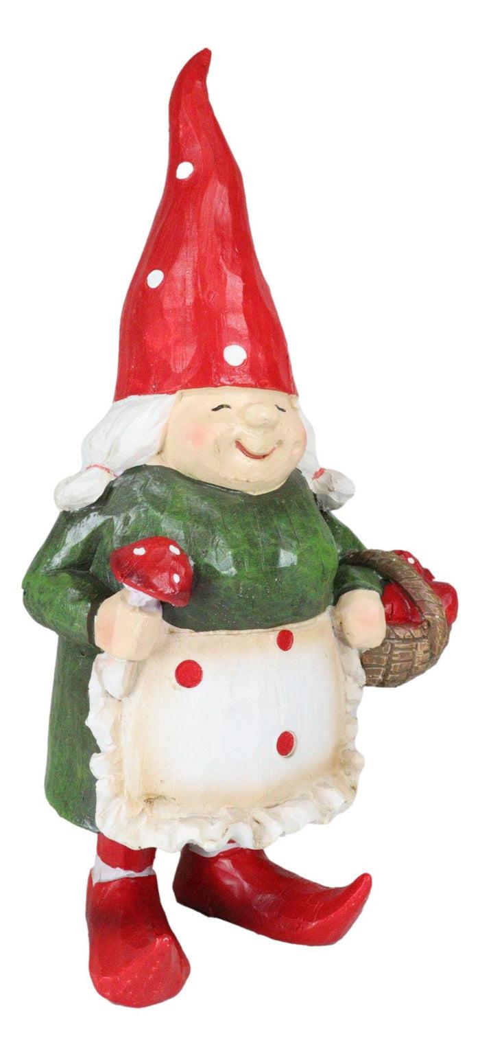 Ebros Gift Whimsical Garden Mrs Gnome Grandmother With Toadstool Mushrooms Basket Statue