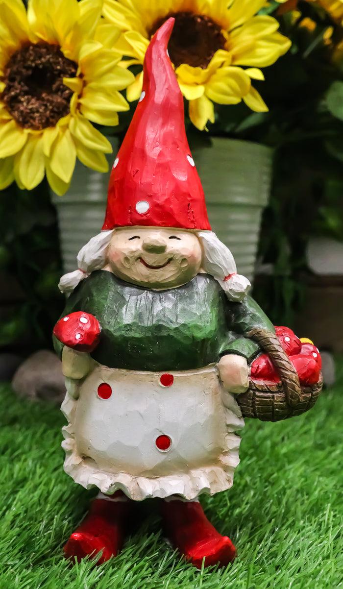 ebros gift Whimsical Garden Mrs Gnome Grandmother With Toadstool Mushrooms Basket Statue