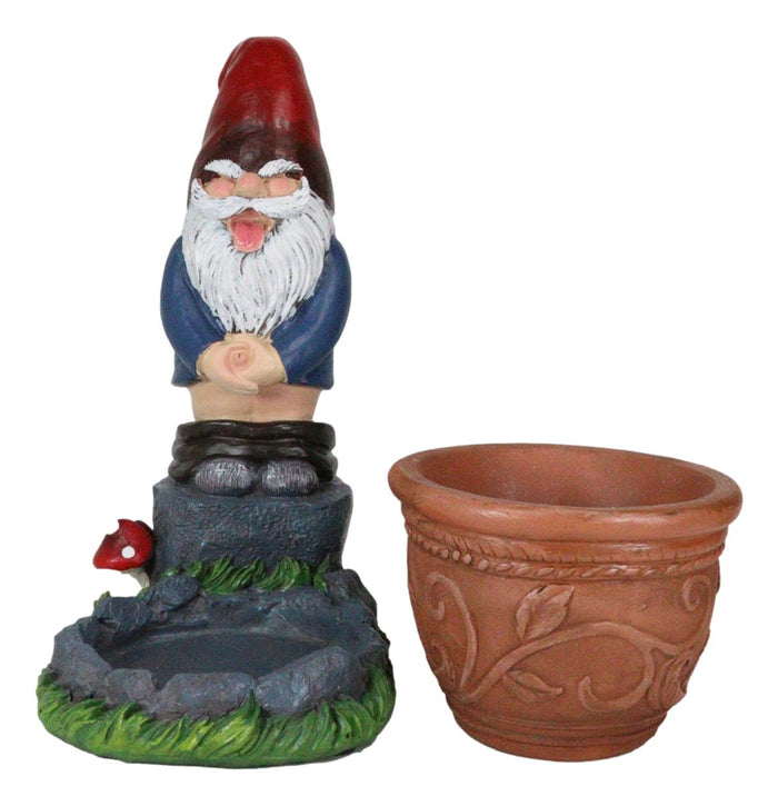 Ebros Gift Whimsical Garden Naughty Gnome Pants Butt Down Peeing Planter Vase Pot Statue
