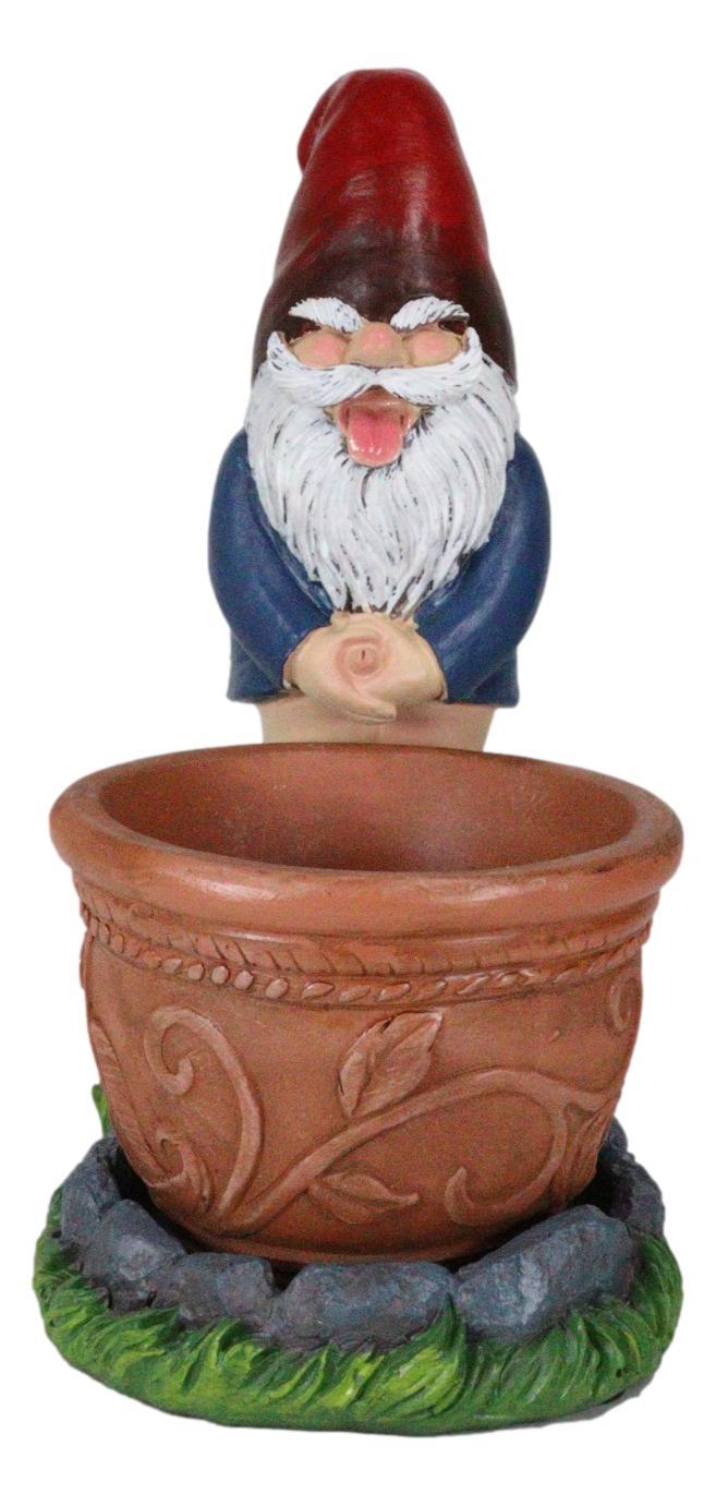 Ebros Gift Whimsical Garden Naughty Gnome Pants Butt Down Peeing Planter Vase Pot Statue