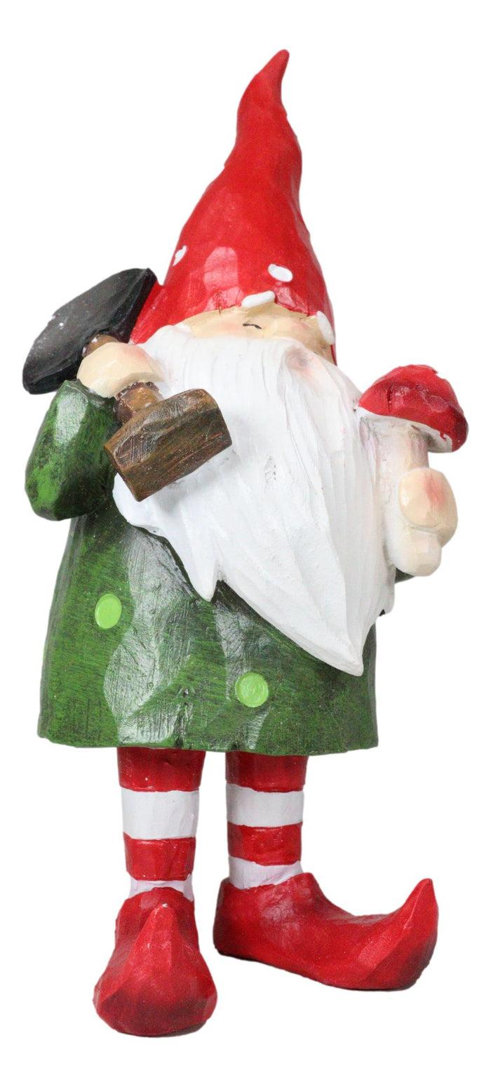 Ebros Gift Whimsical Green Thumb Gnome Planting Toadstool Mushroom With Shovel Figurine