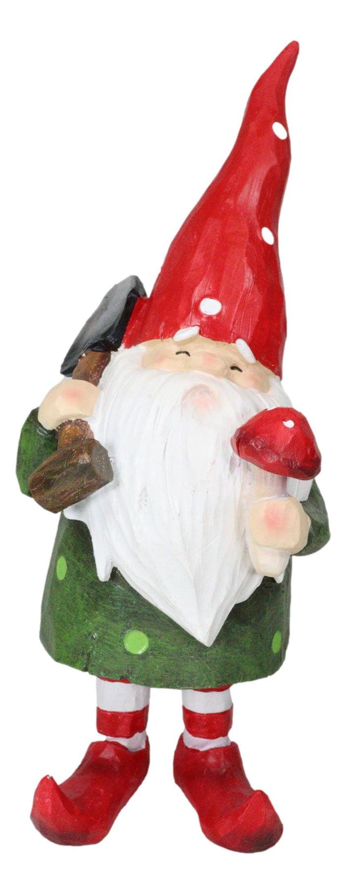 Ebros Gift Whimsical Green Thumb Gnome Planting Toadstool Mushroom With Shovel Figurine